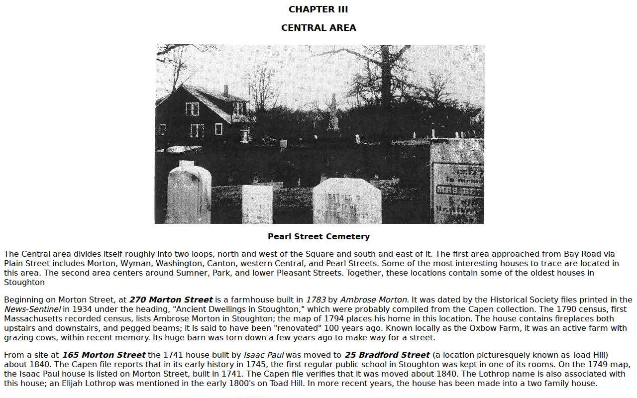 Stoughton previous residents historic house chapter and address history