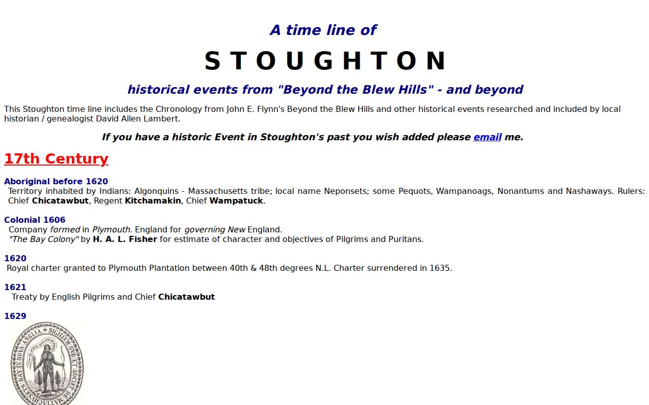 Stoughton previous residents chronology for address and boundary research