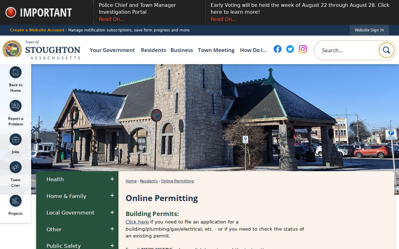 Stoughton street directory online permitting address records